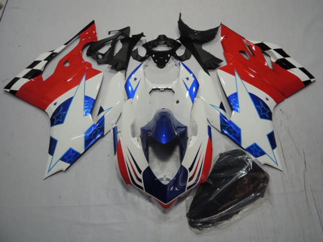 Carenagem Moto Ducati 1199 2011-2014 - Branco Azul Vermelho