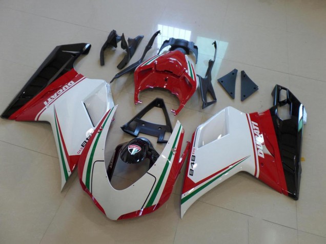 Carenagem Moto Ducati 848 1098 1198 2007-2014 - Branco Vermelho