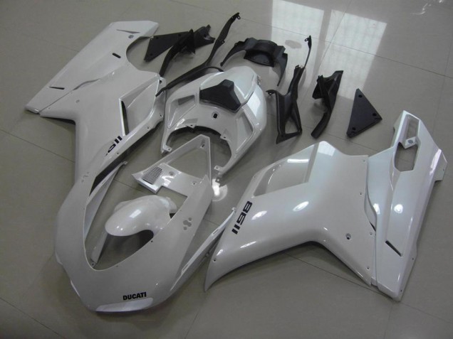 Carenagem Moto Ducati 848 1098 1198 2007-2014 - Pear Branco Preto Decalques