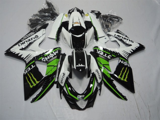 Carenagem Moto GSXR 1000 K9 2009-2016 - Preto Branco Verde Monster Pizzoli