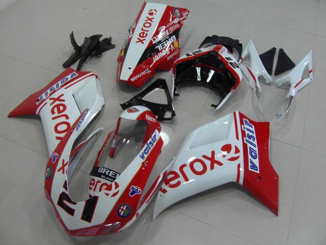 Carenagem Moto & Plástico Moto Ducati 848 1098 1198 2007-2014 - Branco Vermelho Xerox