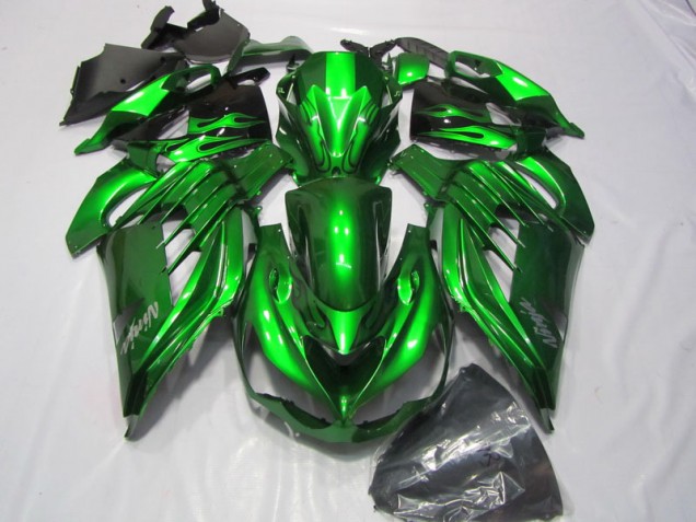 Carenagem Moto ZX14R ZZR 1400 2012-2021 - Verde Branco Ninja Decalque